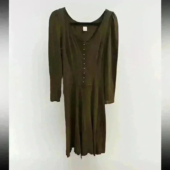 PERUVIAN CONNECTION Brown Dress Alpaca Pima Cotton Lagenlook Boho Cottage Sz S - Picture 1 of 9